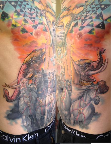 Tattoos - justin's buddha and krishna ribs - 111837